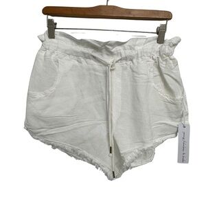 Young Fabulous & Broke Frayed Hem Linen Blend Shorts White SZ S NWT Boho Coastal